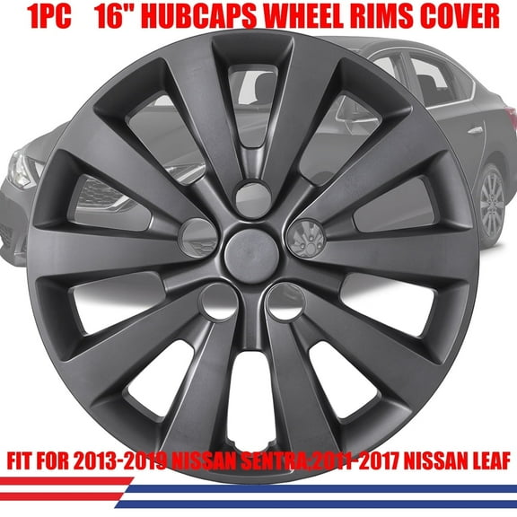 1Pc 16" Hubcaps Wheel Rims Cover Fit for 2013-2019 Nissan Sentra;2011-2017 Nissan Leaf Compatible with Steel Wheels Snap on Installation PP Material(16-inch,Black Matte)