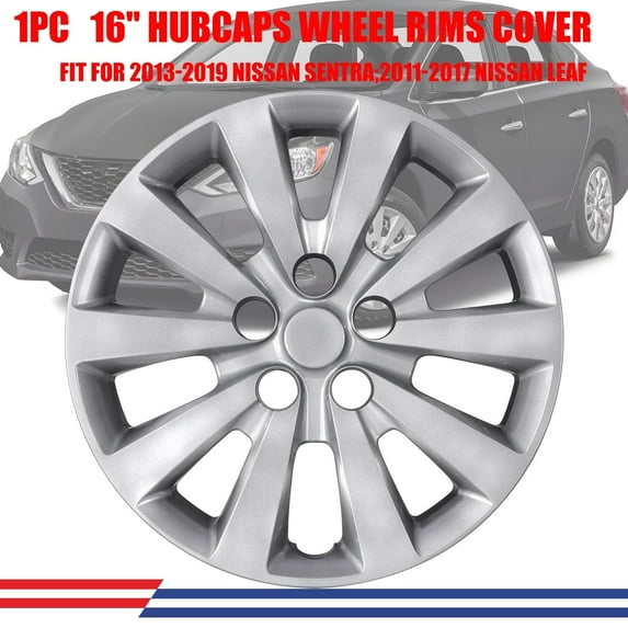 1Pc 16" Hubcaps Wheel Rims Cover Fit for 2013-2019 Nissan Sentra;2011-2017 Nissan Leaf Compatible with Steel Wheels Snap on Installation PP Material(16-inch,Lacquer)