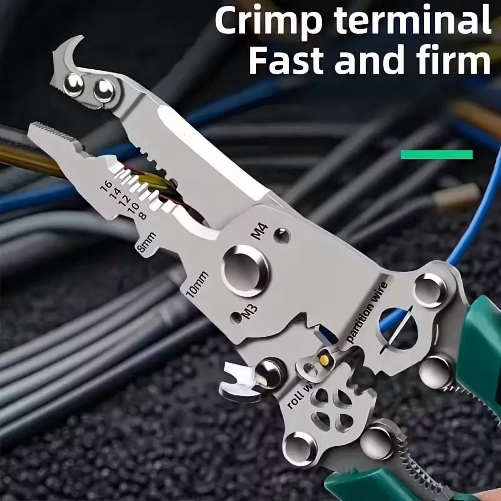 1pc, 18-in-1 Electrician Multitool: Foldable Wire Stripper with Hook Knife, Quick Stripping and Cutting, Screwdriver and Wrench, Suitable for DIY, Home, and Construction Projects