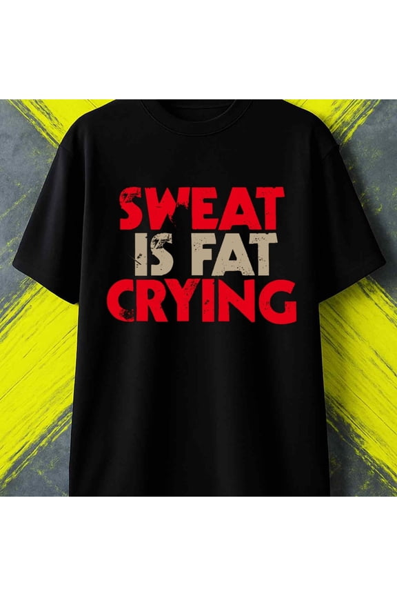 1pc 180gsm T-Shirt for Men Soccer Heavyweight Casual Print - Men's Heavyweight 180gsm T - Shirt with Sweat Is Crying Motivational Gym Slogan