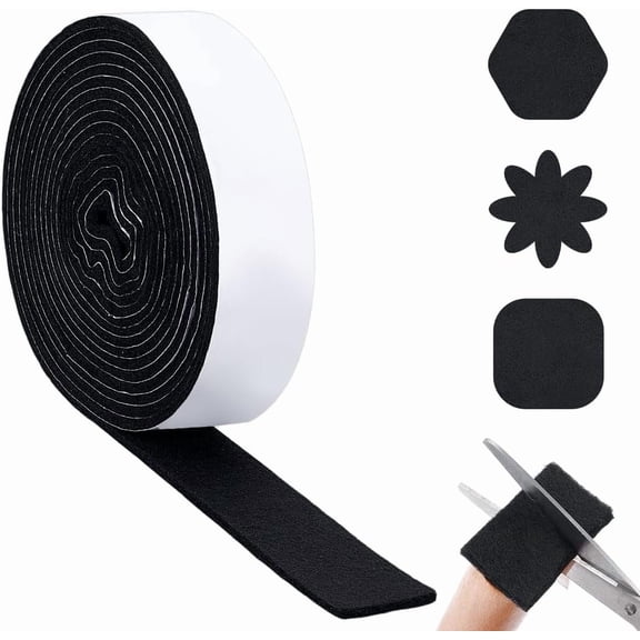 1pc 19.7ft x 1.97inch Self Adhesive Felt Tape Black Sticky Back Felt Strip Furniture Pads for Protecting Hardwood Floors Chair Wall Protector 5mm Thick Black