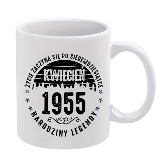 1pc 1955 Polish Themed Vintage Inspired Ceramic Mug 11oz 360ml White Coffee Cup with 1955 Year Design Polish Text Warsaw Uprising 1944 1955 Commemorative 60th Anniversary Collector