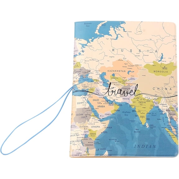 1pc 1Pcs Imitation Leather Passport Holder Cover Case Map Pattern Moccasin 100x4mm