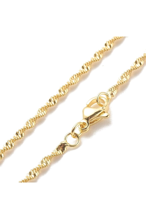 1pc 1Pcs Real 18K Gold Plated Brass Chains Necklace Minimalist Chain Necklace Choker for Men Women Personalized Jewelry Gift 17.44 inch Real 18K Gold Plated