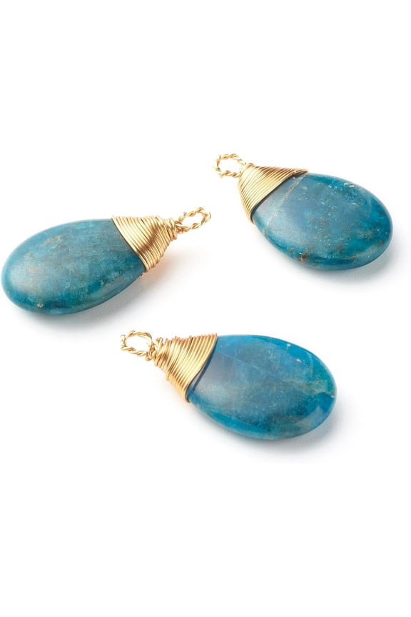 1pc 1Pcs Teardrop Natural Apatite Pendants Pendant with Real 18K Gold Plated Copper Wire Teardrop Natural Stone Charms for Necklace Bracelet Jewelry Making DIY Craft Making 1pc