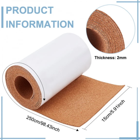 1pc 1mm Thick Adhesive Cork Roll Liner 12x24 Inch Insulation Cork Roll for Bulletin Board Coasters Door Signs and Floor Wall