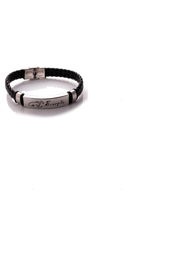 1pc 1pc Leather Cord Bracelets Constellation Bracelet for Men Scorpio 8-1/4 inch(21cm)