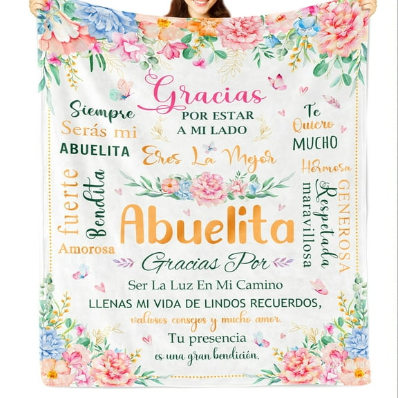 1pc 1pcs Abuelita Gifts in Spanish (Regalos Para Abuela/Abuelita) - Grandma Blanket, Soft Flannel Bedspread Suitable for Abuela/Abuelita from Grandchildren, Meaningful Spanish Gift