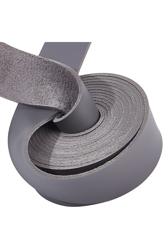 1pc 2.19 Yards PU Leather Strap 25mm/1inch Wide Flat Leather Straps for Single Sided Tooling Leather Strip for Crafts Making DIY Projects Clothing Purses Belts Gloves Gray