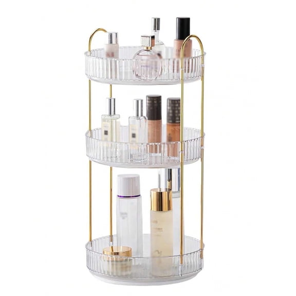 1pc 2/3/L-Layer Clear 360 Degree Rotating Makeup Organizer - Adjustable Spinning Cosmetic Storage & Display Case for Bathroom