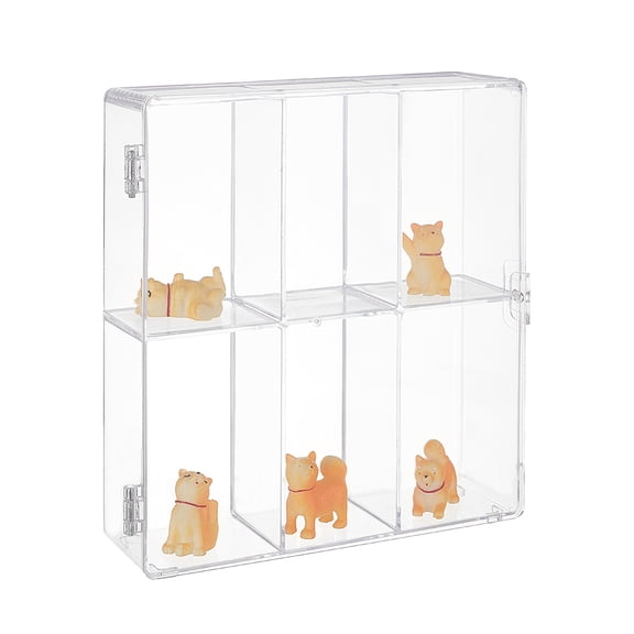 1pc 2-Tier 6 Grids Transparent Plastic Action Figures Display cases Dustproof Model Rack Clear 18.9x5.6x20.3cm Inner Diameter: 9.8x20.3cm
