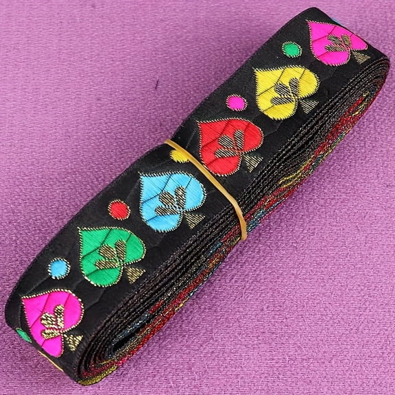 1pc 2 Yards 3.3cm Geometric Pattern Jacquard Ribbon, Ethnic Lace Trim Embroidered Woven Webbing Tape For Clothing Sewing Decoration