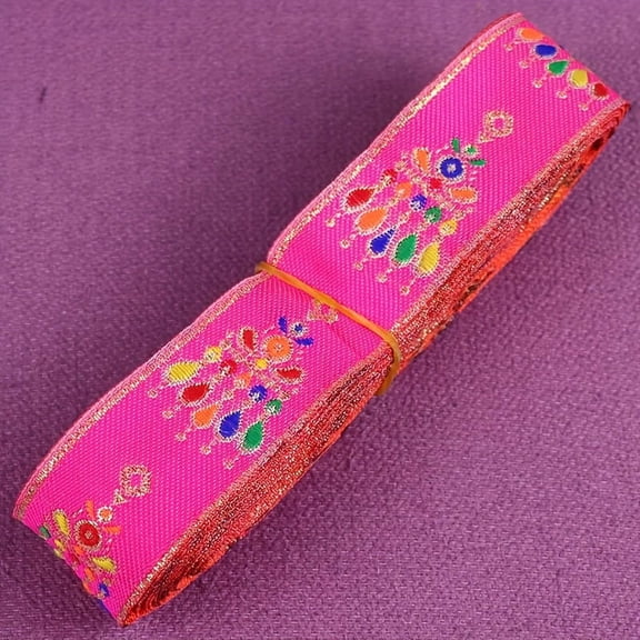 1pc 2 Yards 3.3cm Geometric Pattern Jacquard Ribbon, Ethnic Lace Trim Embroidered Woven Webbing Tape For Clothing Sewing Decoration