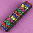 thumbnail image 1 of 1pc 2 Yards 3.3cm Geometric Pattern Jacquard Ribbon, Ethnic Lace Trim Embroidered Woven Webbing Tape For Clothing Sewing Decoration, 1 of 22