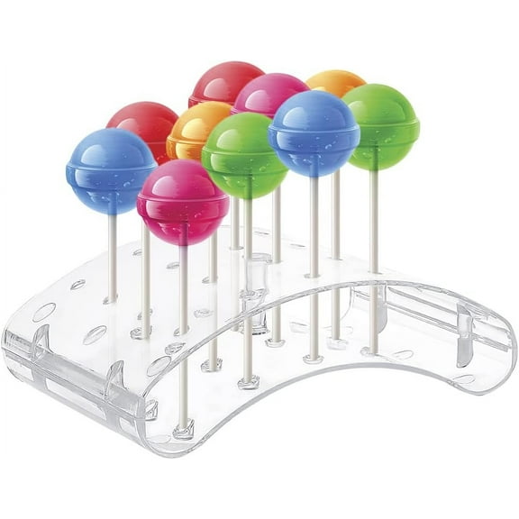 1pc 20 Holes Lollipop Holder Acrylic Cake Pop Display Stand Transparent Arc Shape Pop Stick Holder Rack for Weddings Birthday Party Anniversaries Holiday Candy Decorative Hole: 3.9mm Clear