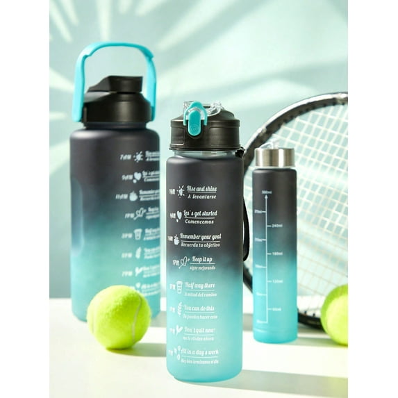 1pc 2000ml Or 750ml Water Bottle With Time Leakproof Fast Water Flow Water Bottles For Fitness Gym Outdoor Office,Back To School (Gradient Color)Marker And Straw Large Capacity Water Jug,Essentials Fo