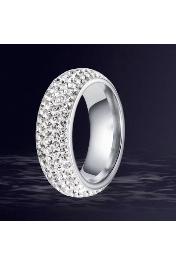 1pc 201 Stainless Steel Finger Rings for Women with Polymer Clay Rhinestone Stainless Steel color Inner Diameter: 19mm