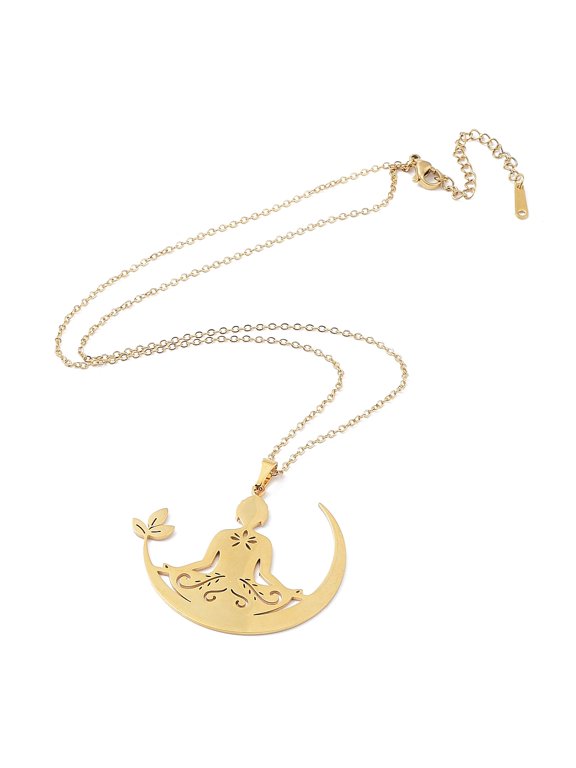 1pc 201 Stainless Steel Human Necklace with Cable Chains Golden 17.72 inch(45cm)