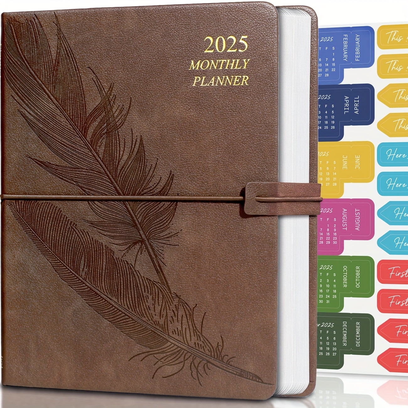 1pc 2025 A5 Leather Hardcover Planner - 365-Day Weekly and Monthly ...