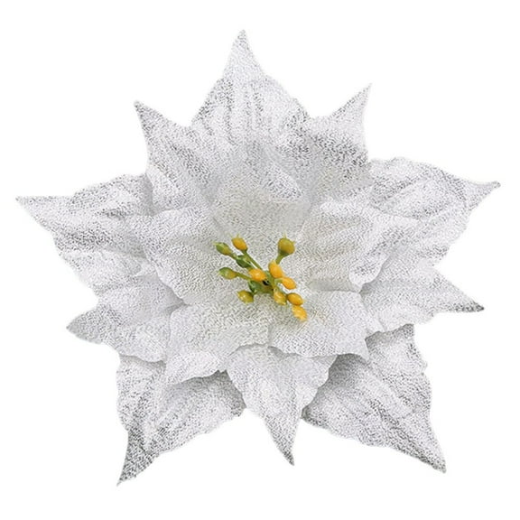 1pc 20cm Glitter Powder Christmas Poinsettia Flower Mas Tree Hanging Merry Christmas Decoration 2025 New Year Home Decor Navided