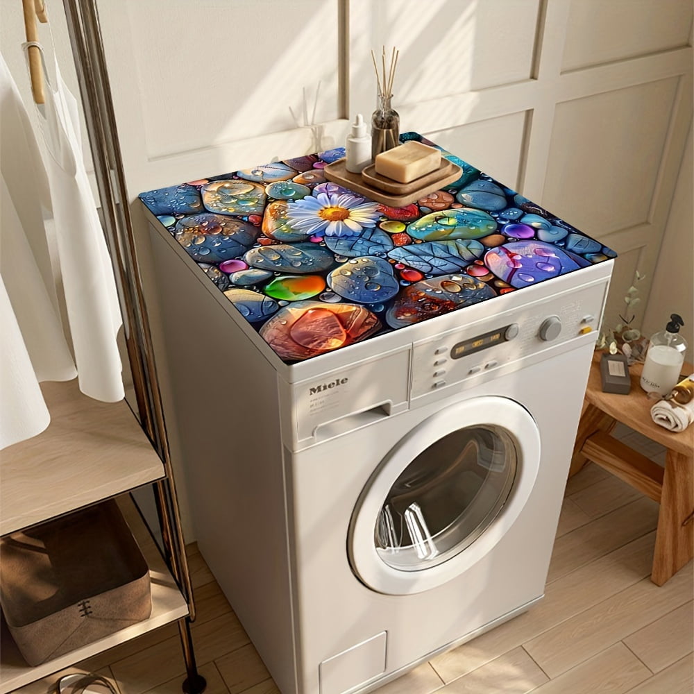 1pc 20in×24in/24in×24in, Colored Stones Pattern, Washer And Dryer Top Protection Mat, Washing Machine Dust Cover Mat, Kitchen Accessories, Non-Slip, For Laundry Bathroom Home Decor, Room Decor