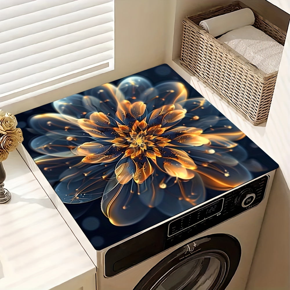 1pc 20in×24in/24in×24in, Flower Pattern, Washer And Dryer Top Protection Mat, Washing Machine Dust Cover Mat, Kitchen Accessories, Non-Slip, For Laundry Bathroom Home Decor, Room Decor