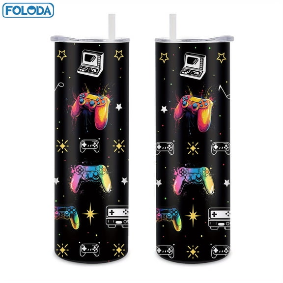 1pc 20oz Game Cup, Christmas Gifts for Men, Gift Cups for Men, Cool Game Gifts, Game Cups, Game Lover Gifts, Stainless Steel Cup with Lid and Straw, Outdoor Camping Travel Accessories Birthday Gifts