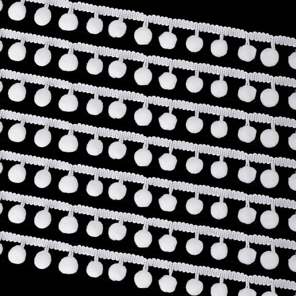 1pc 22 Yards Balls Fringe Trim 10mm White Trim Fringe Sewing Ribbon Crafts Pompoms Tassel Lace Accessory for Sewing Pillow Clothing DIY Crafts Party Home Decor 13mm Balls