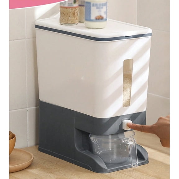 1pc,22 Lbs Rice Dispenser With Measuring Cup,Large Rice Container, Food Storage Containers For Rice, Corn,Soybean & Oatmeal