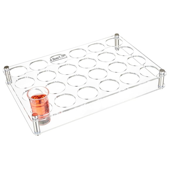 1pc 24-Hole Shot Glass Tray Holder Acrylic Wine Glass Organizer 1.77 inch Hole Shot Glass Serving Trays Beer Wine Glass Display Rack for Bar Party Club Clear