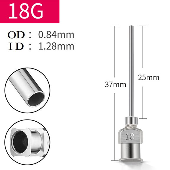 1pc 25mm Dispensing Machine Needle Stainless Steel Dispensing Machine Needle Industrial Glue Injection Needle 8G-30G Fluids 18G