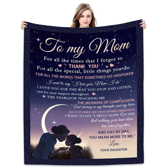 1pc 280g Purple Fleece Throw Blanket for Mom - Heartfelt Gift from Daughter with Inspirational Message, Soft & Cozy Fleece Material, Perfect for Birthday, Mother’s Day, or Christmas, Fleece Blanket