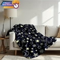 thumbnail image 1 of 1pc 280gsm Celestial Star Moon Patterned Flannel Blanket {Bohemian} Bedroom Decoration and Accessories Aesthetic Room Decor Festival Gifts Soft Cozy Printed Family Bedroom Dormitory Quilt Set, 1 of 9