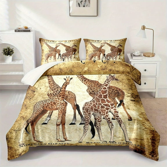 1pc 280gsm Giraffe Patterned flannel blanket {Animal Print Bedroom decoration and accessories} Aesthetic room decoration festival gifts Printed family bedroom dormitory quilt set