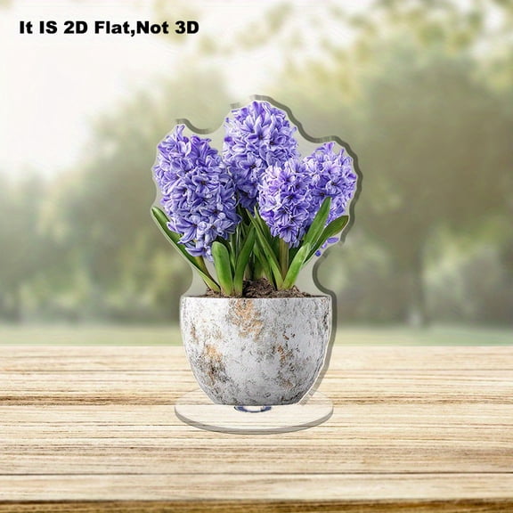 1pc 2D Acrylic Rotating Potted Hyacinths for Creative Workspaces, Art Studios, and Inspirational Corners with Scratch and Water Resistant Protective Film