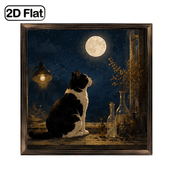 1pc 2D Flat Wooden Frame Hanging Sign, Black White Cat Alchemy Laboratory Rustic Farmhouse Decor, Home Cafe Office Garden Wall Art, 8x8 Inch