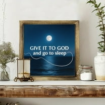 1pc 2D Framed Wrapped Canvas Painting | Room Decor Framed Canvas Wall Art Give It to God And Go to Sleep, Beach Painting Pictures Poster Prints Stretched And Framed Ocean Artwork | Suitable for Living