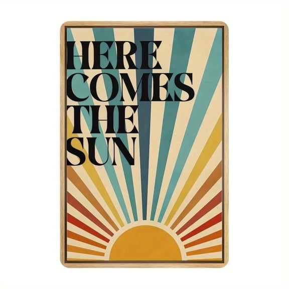 1pc 2D Plane Retro Sunrise Iron Wall Decor - Retro Style "Sunshine is Here" Plaque, Wall Metal Plaque, Suitable for Home, Restaurant, Bar Decoration, Ideal for Holidays, Halloween, Christmas