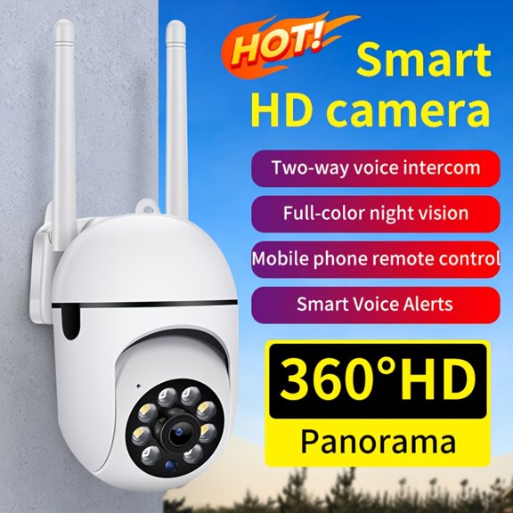 1pc 2K Smart Wifi Security Camera Rating, Motion Detection, Color Night Vision, Alarm Push, Two-Way Audio, 2.4G/5G Wifi, for Home Camera for Home Office Shop