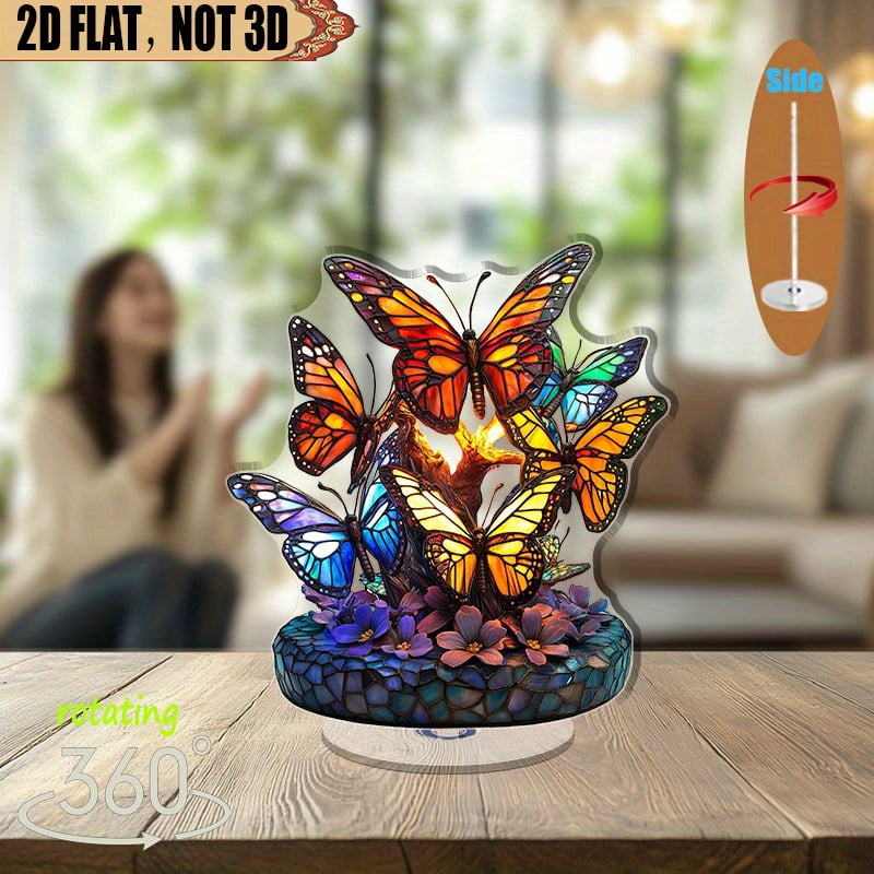 1pc 2d flat Rotatable acrylic tabletop sculpture featuring intricate ...