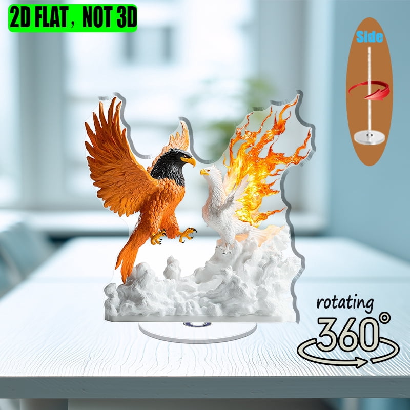 1pc 2d flat Rotating acrylic display featuring a majestic eagle and a ...