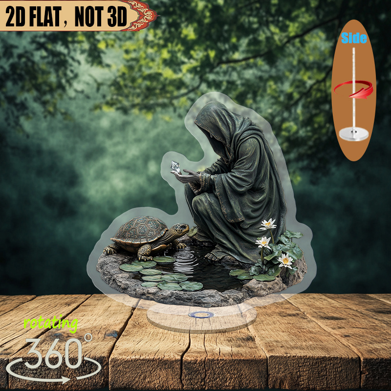 1pc 2d flat Rotating acrylic display featuring a mysterious cloaked ...