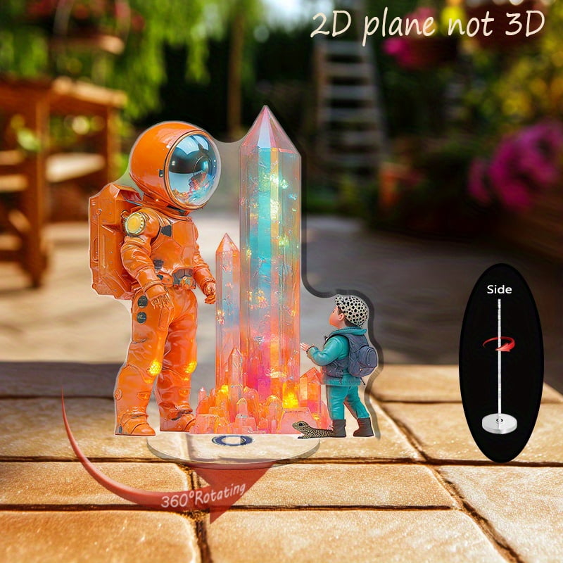 1pc 2d flat Rotating acrylic display featuring a robot and lizard ...