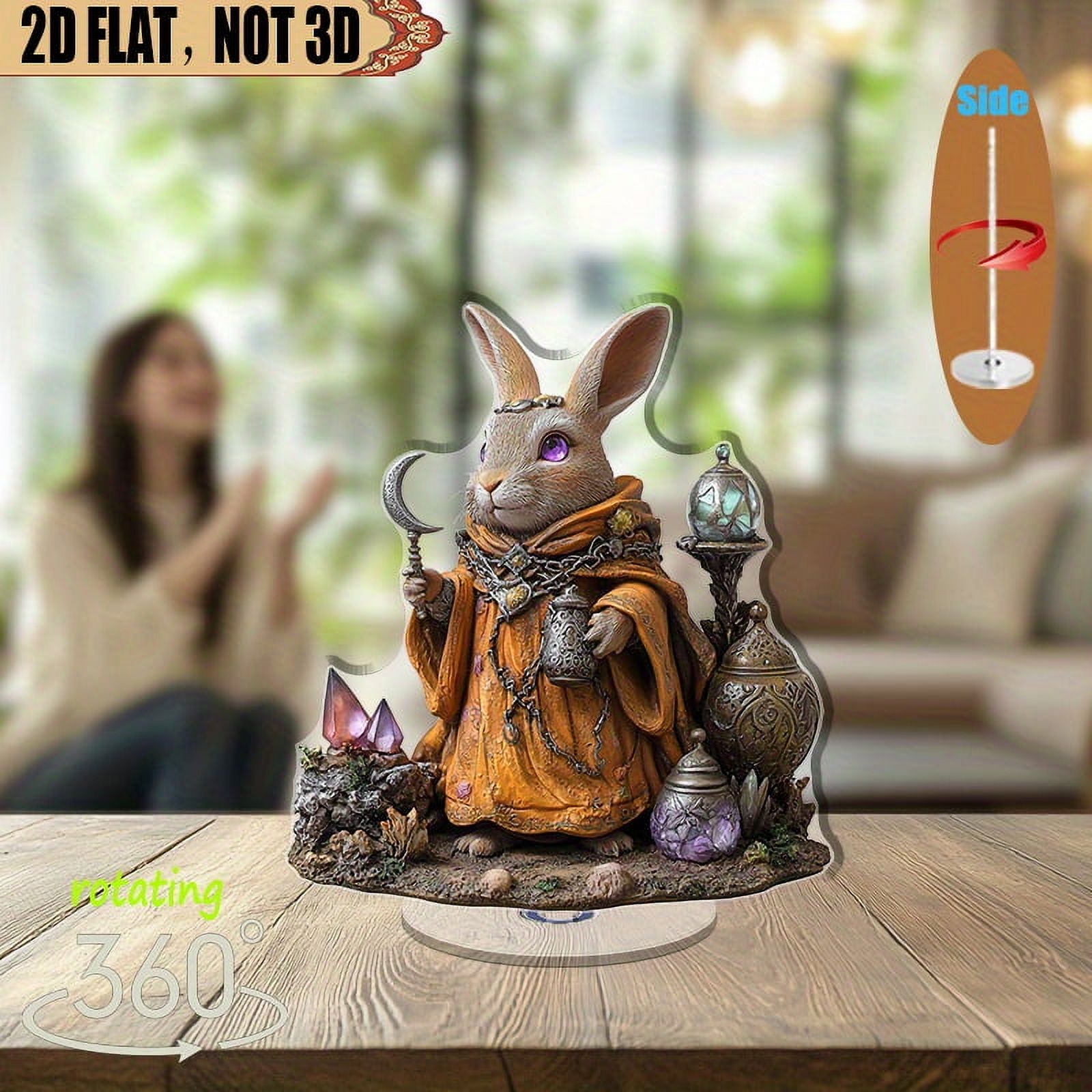 1pc 2d flat Rotating acrylic display featuring a sorceress rabbit with ...