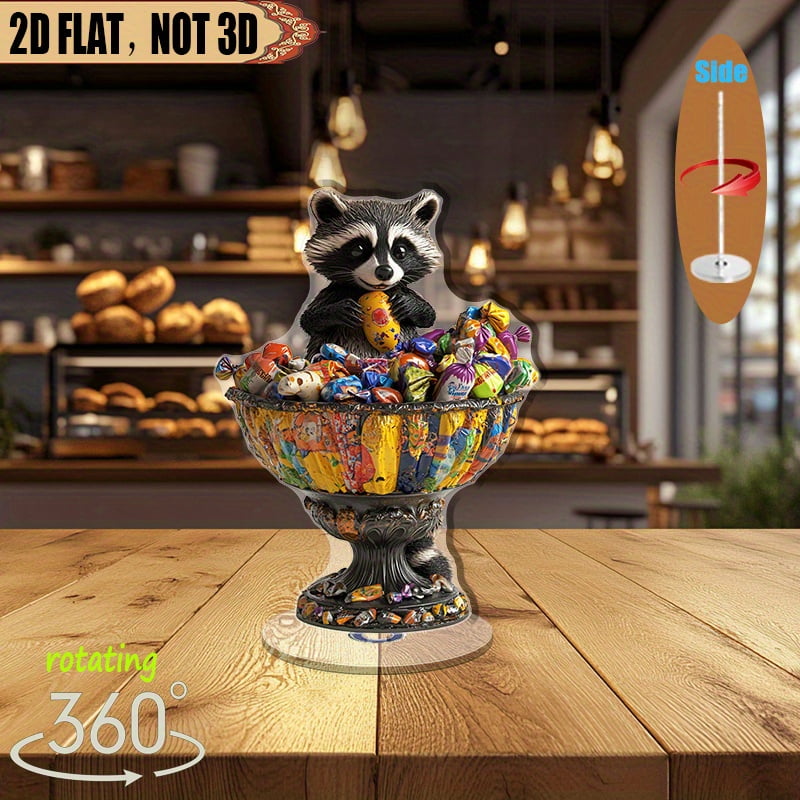 1pc 2d flat Rotating acrylic tabletop display featuring a whimsical ...