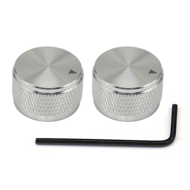 1pc/2pc Aluminium Guitar Metal Knobs 1/4" Metal Pot Knobs with Indicator and Set Screw for Guitar/Bass/Audio Equipments 2pcs Sliver