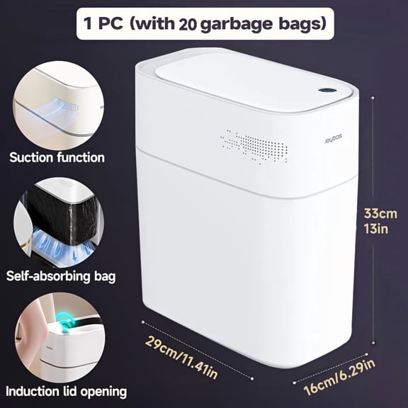 1pc/2pcs/3pcs Self-Emptying Trash Can with Drawstring Bags, Hands-Free Pull-Out Design, 3.8-Gallon Capacity – Ideal for Home, Bathroom, Kitchen, Bedroom & Dorm Room Decor and Accessories