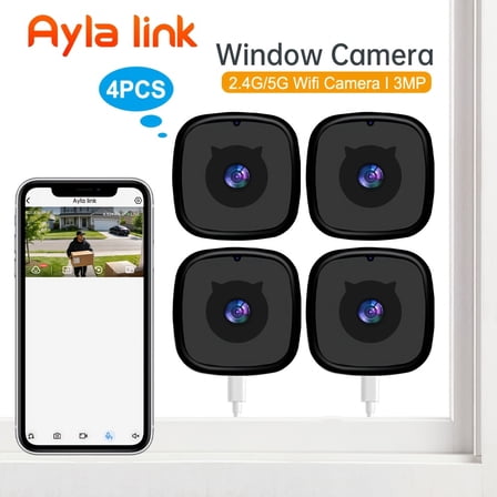 1pc/2pcs/4pcs Window Camera With 2.4G/5GHZ AI Motion Detection & Full-Color Night Vision - 3MP FHD Video, Wide Angle, Wi-Fi Monitored Camera Suitable For/Office Surveillance, App-Controlled