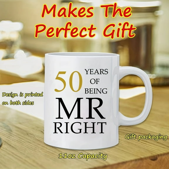 1pc/2pcs, 50th Wedding Anniversary Coffee Mug For Couples, Golden 50th Anniversary For Parents, 50th Wedding Anniversary Coffee Cup Grandparents Couples Mugs 50 Year Parents Anniversary Mug, Drinkware