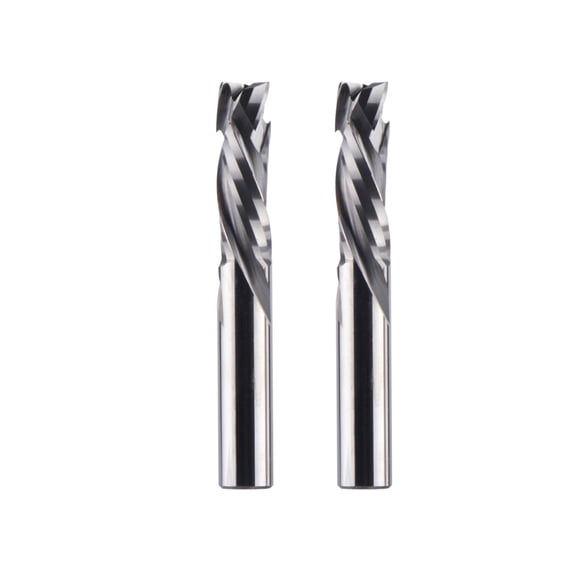 1pc/2pcs Compression Milling Cutter Woodworking Down Cut 3 Flutes Spiral CNC Tool Carbide End Mill Router Bits